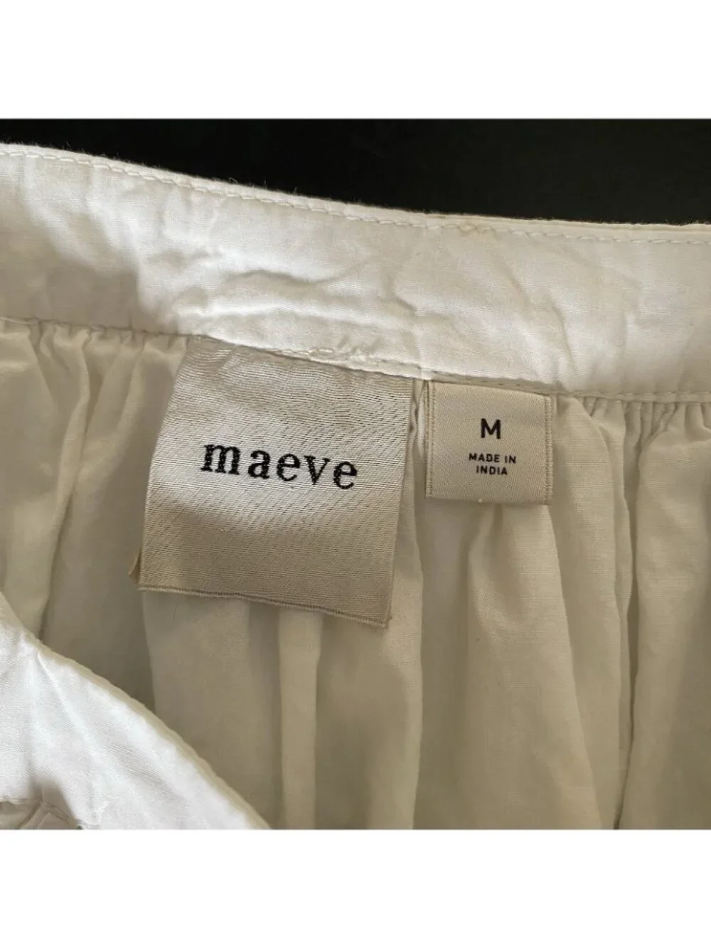 Maeve Peplum Eyelet Blouse M White Puff Sleeve Romantic Boho Peasant Milkmaid